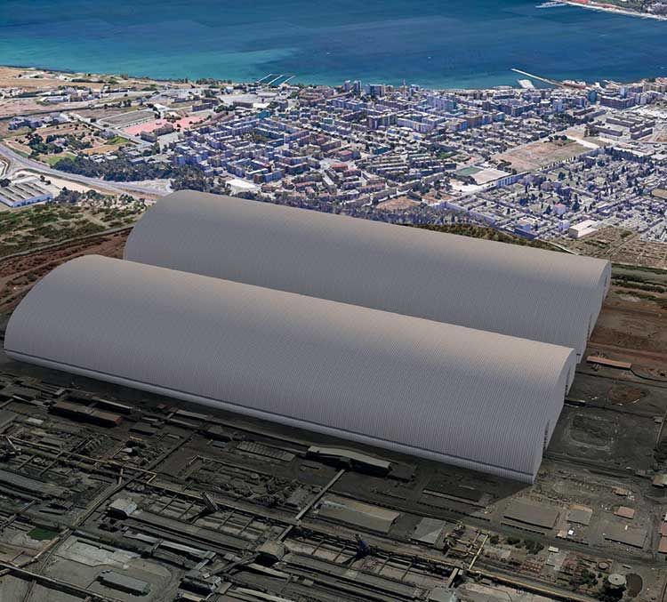 La copertura dei parchi dell’Ilva di Taranto