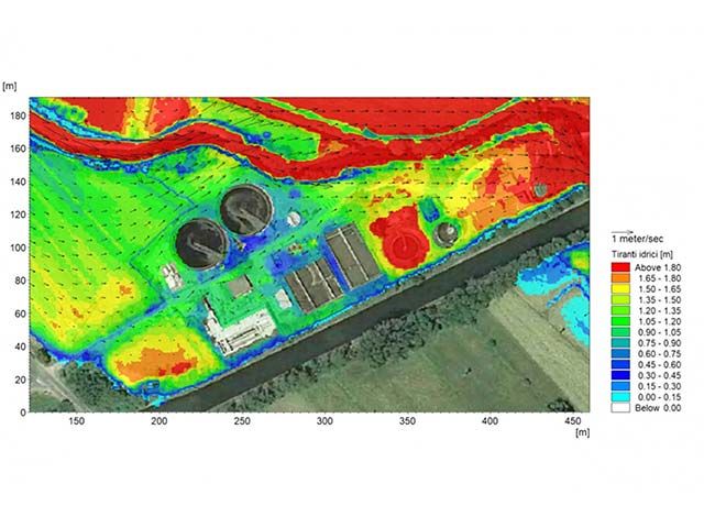 Alluvione: verifica del rischio idraulico su un impianto di acque reflue 