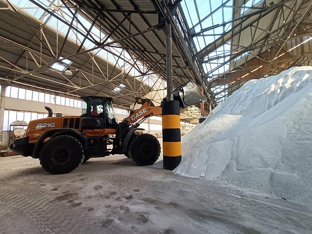 La pala CASE 821G al lavoro al porto di Savona