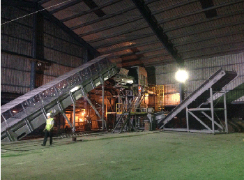 La linea di macinazione installata in India